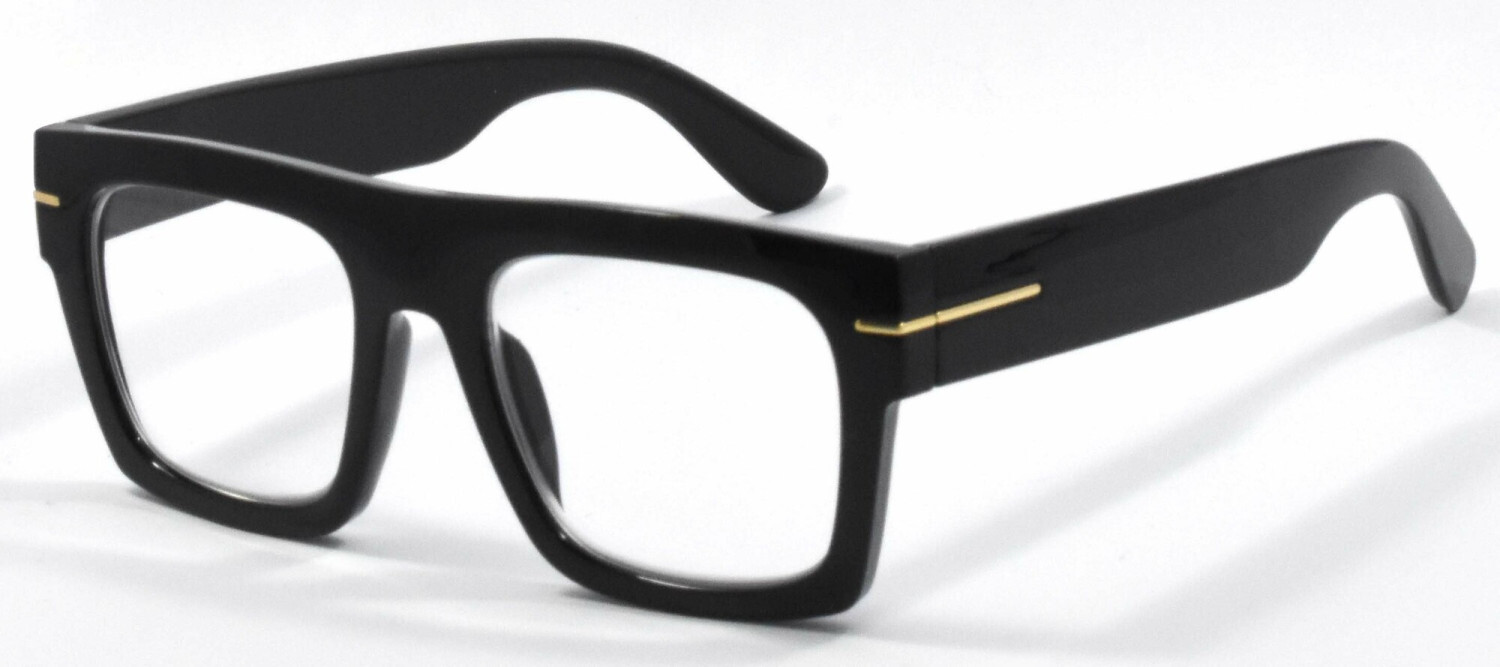 RD-339 Shiny Black Reading Glasses +2.00